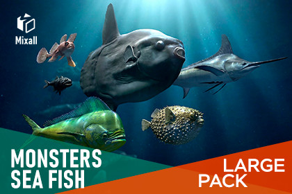 Monsters sea fish - large pack