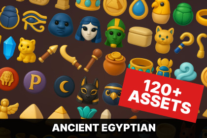 Ancient Egyptian Symbols Pack Golden Relics, Gods, Artifacts and Icons
