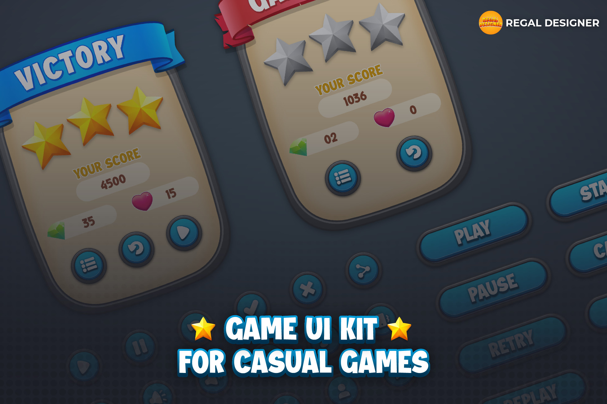Game UI Kit 1: Essential UI Kit for Casual and Puzzle Games | 2D GUI ...