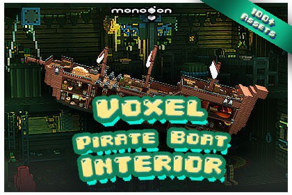 Voxel Pirate Boat Interior - 3D pixel art - monogon