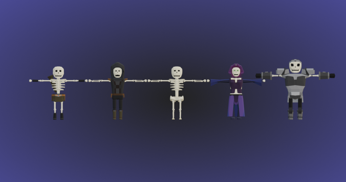 LOWPO: Low Poly Skeleton Pack – Stylized Fantasy RPG Characters ...