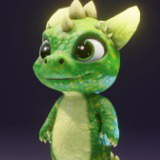 Cartoon Green Dinosaur 3D Model (Low-Poly, Game-Ready, Animated, Built-In)