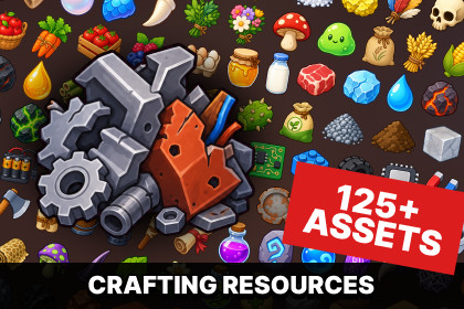 Crafting Resources and Materials Icons Pack for Survival RPG Simulation Games