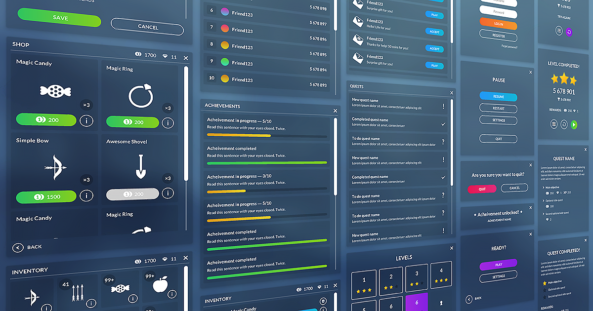 Flat clean GUI 2.0 - over 800 PNG! | 2D GUI | Unity Asset Store