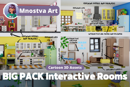 BIG PACK Interactive Cartoon Interiors & Rooms