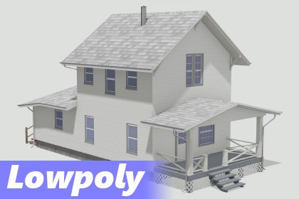 Lowpoly Ordinary American House. Type D