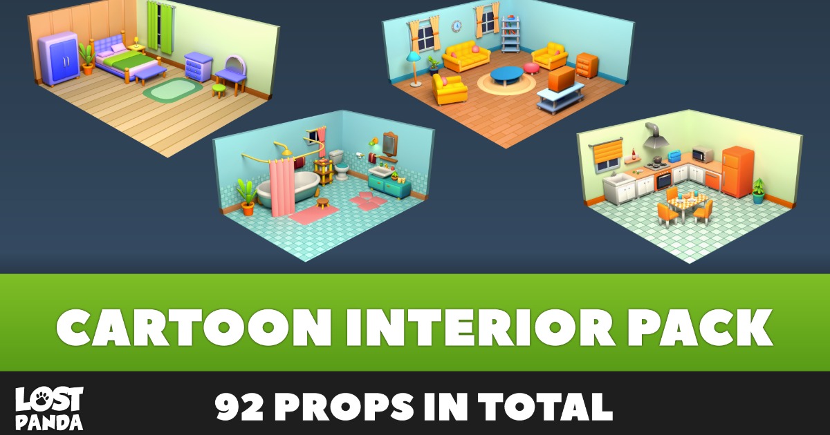 Low Poly Cartoon Interior Set - 3D | 3D Interior | Unity Asset Store
