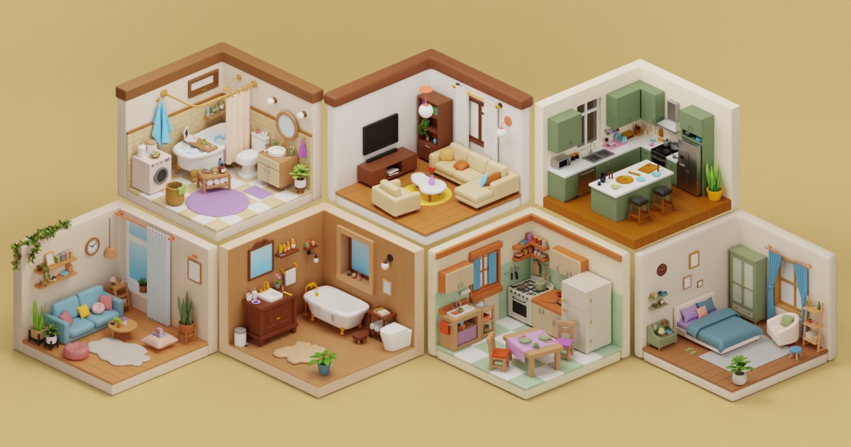 Cozy Room Props Plus Bundle - Interior Props & Modular Parts | 3D Props ...