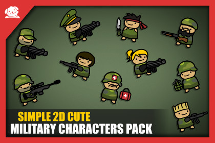 Simple 2D Cute Military Characters