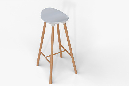 Modern Wooden Bar Stool – Low Poly