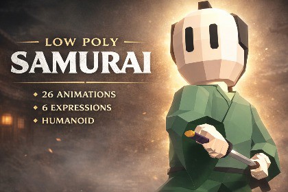 Low Poly Samurai | Humanoid Character with 26 Animations