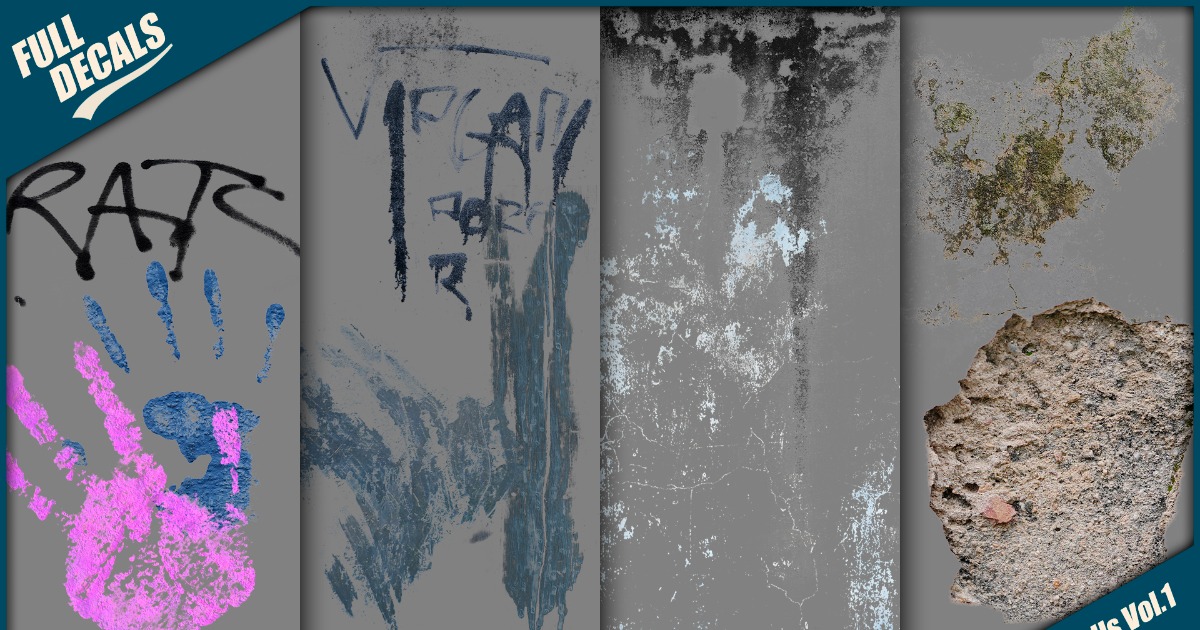 Wall decals Vol. 1 | 2D Textures & Materials | Unity Asset Store