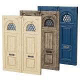 Door Game Ready Wooden Entrance Double 3D model