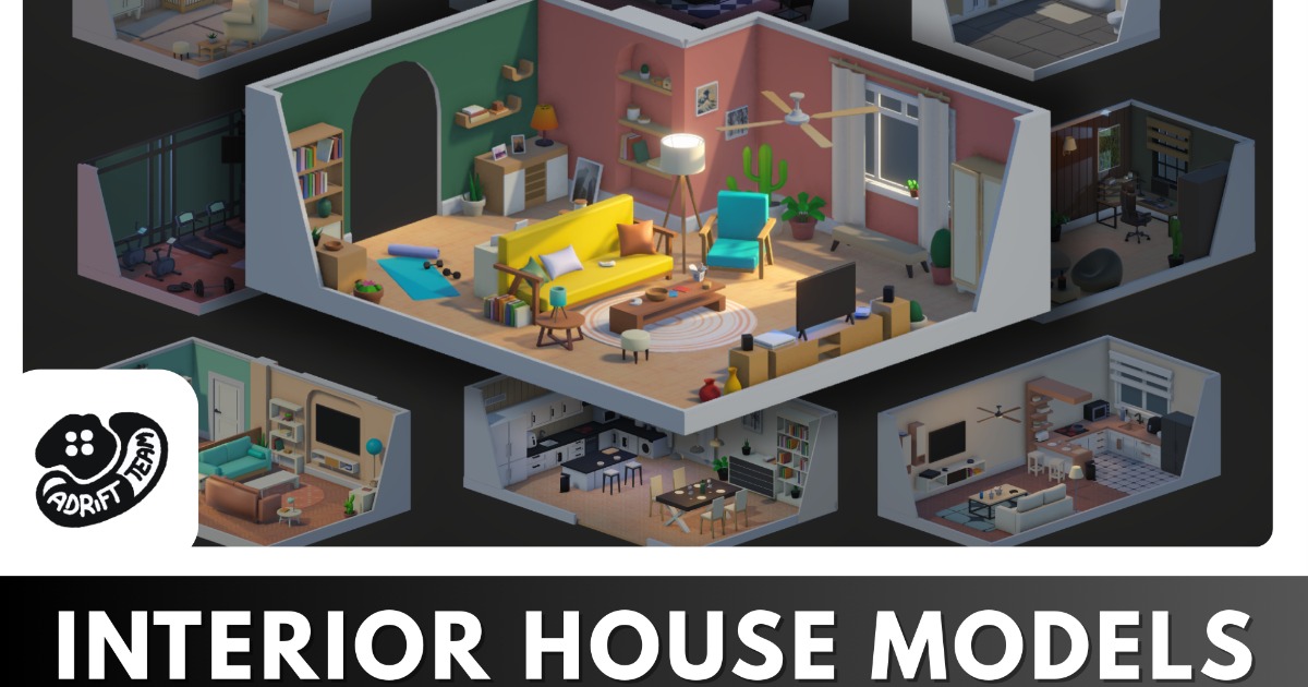 Simple Unity House Low Poly Interior Houses – Modular Home Assets Pack | 3D Environments ...