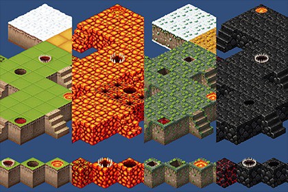 2D Isometric Modular Tileset – Grass & Lava