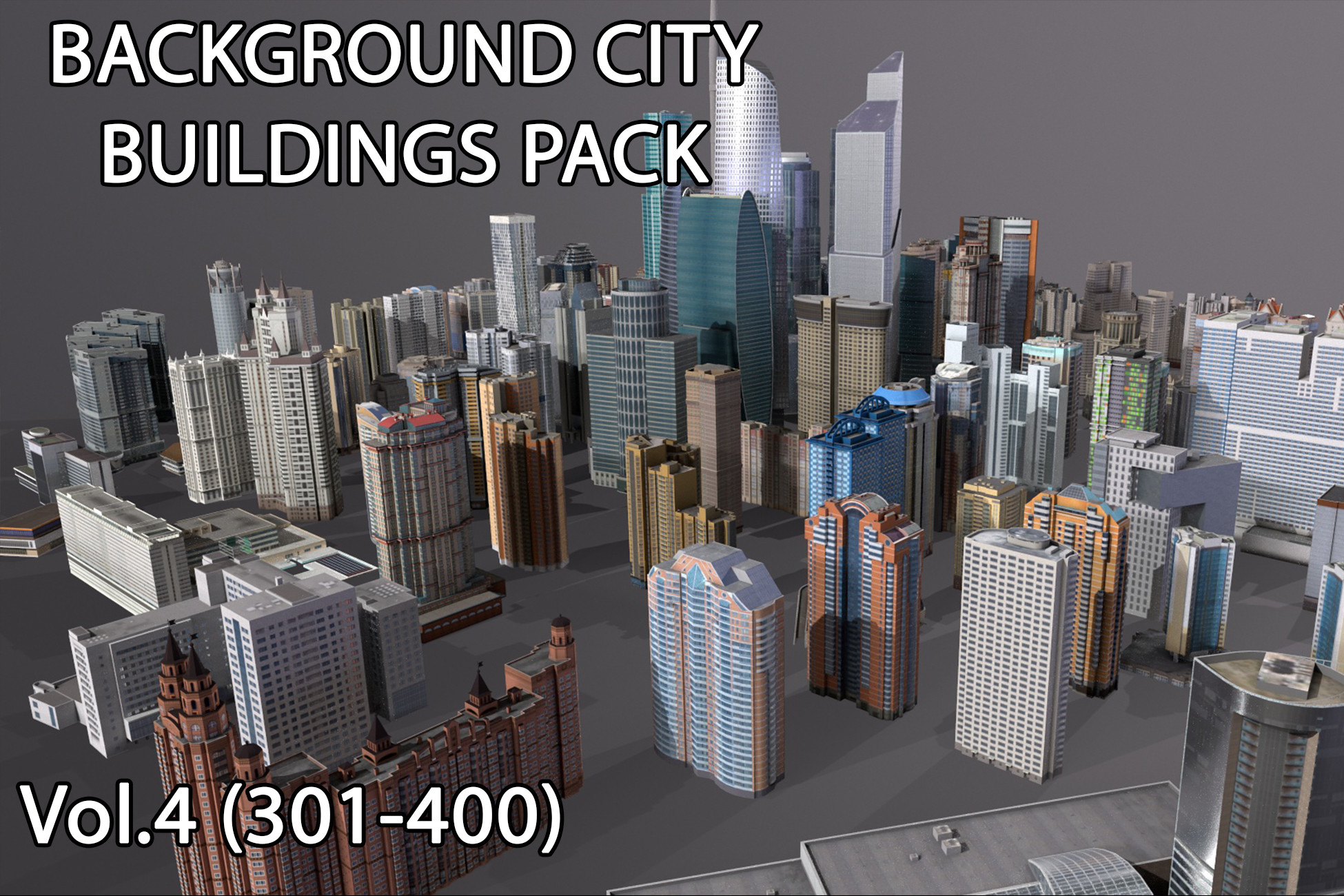 Background City Buildings Pack Vol.4 (301-400) | 3D Urban | Unity Asset ...