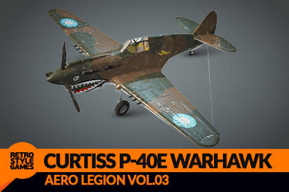 Curtiss P-40E Warhawk WW2 Fighter Airplane - Game-Ready 3D Model