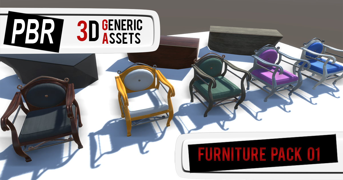 PBR Generic 3D Assets - Furniture Pack - 01 | 3D Furniture | Unity ...