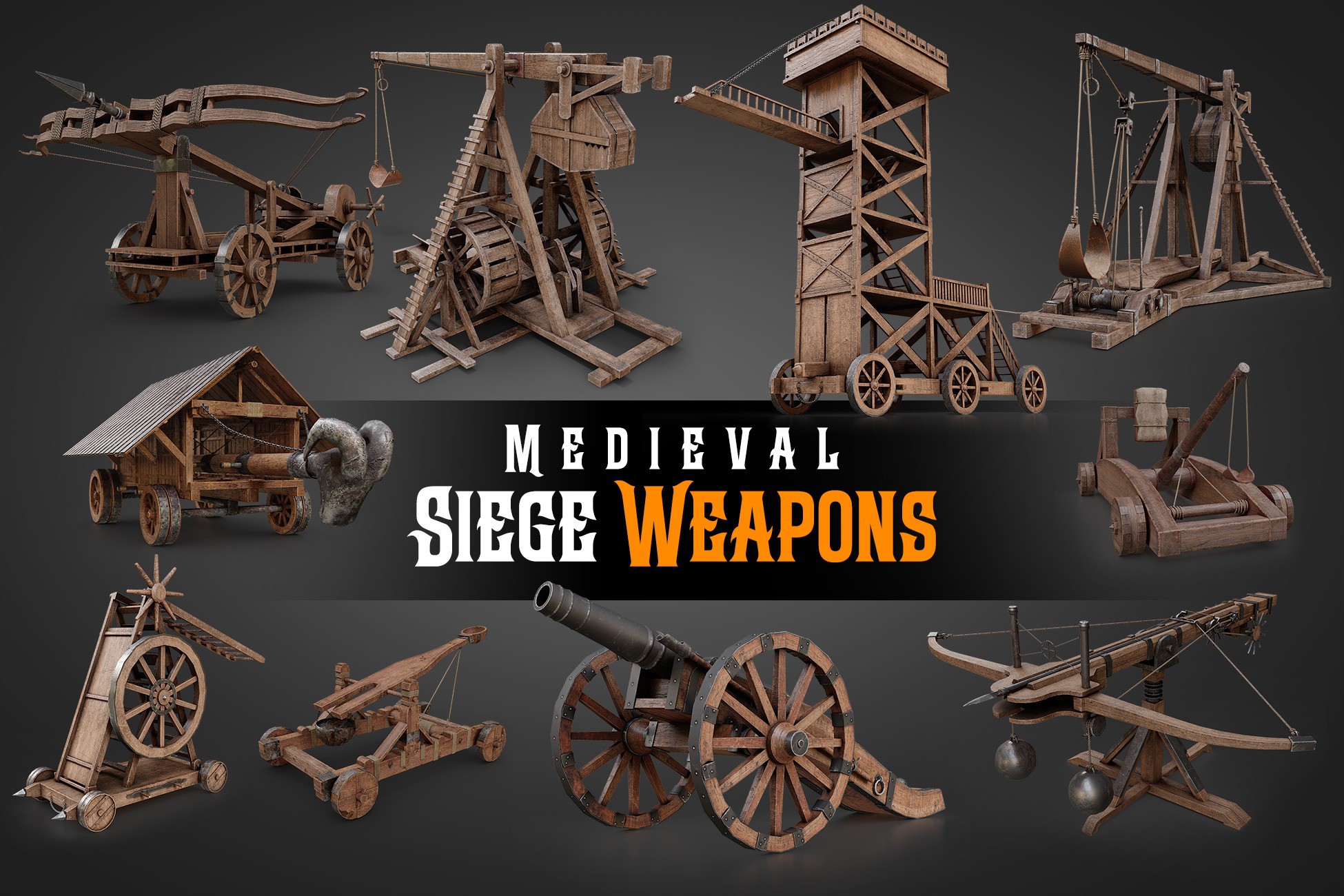 Medieval Siege Weapons Vol 1 Catapults Trebuchets 3D Weapons Medieval Siege Weapons Vol 1 Catapults Trebuchets 3D Weapons