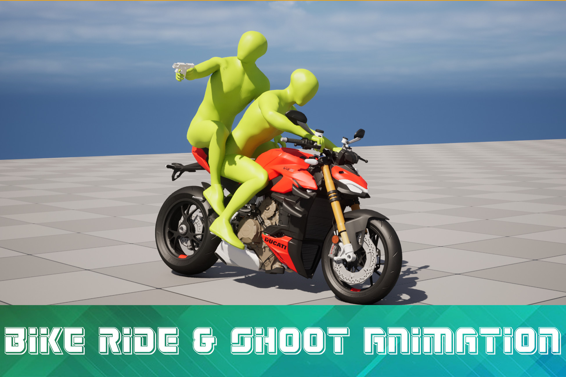 Bike Ride & Shoot Animation by Voxel Vision