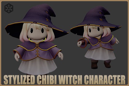 Stylized Chibi Witch Character