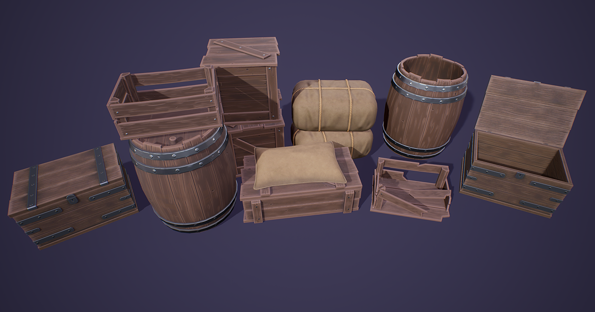 Stylized Medieval Boxes And Packages 3D Props Unity Asset Store