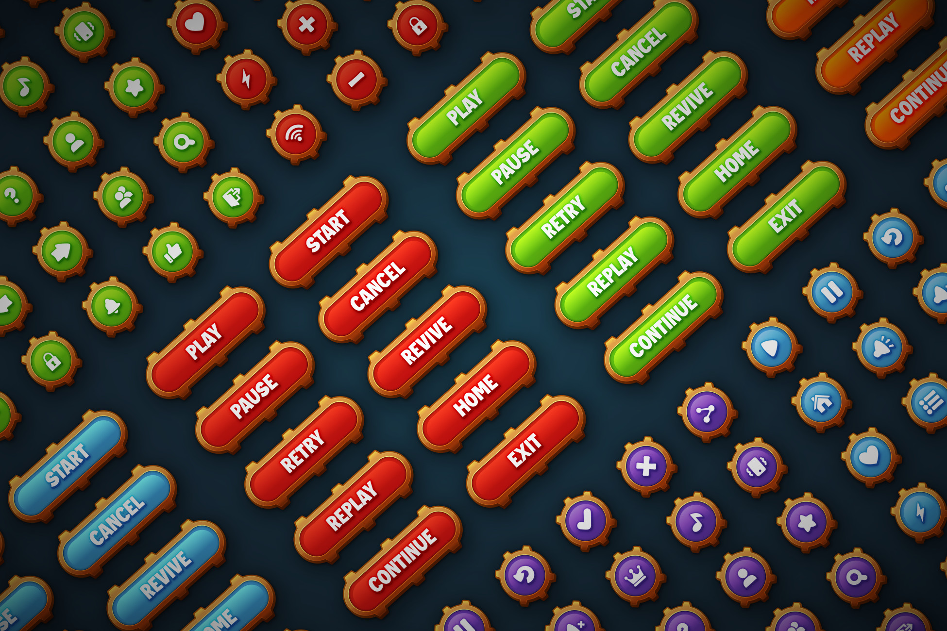 Game Buttons Pack 3 - Cartoon Style Buttons kit for Casual Games | 2D ...