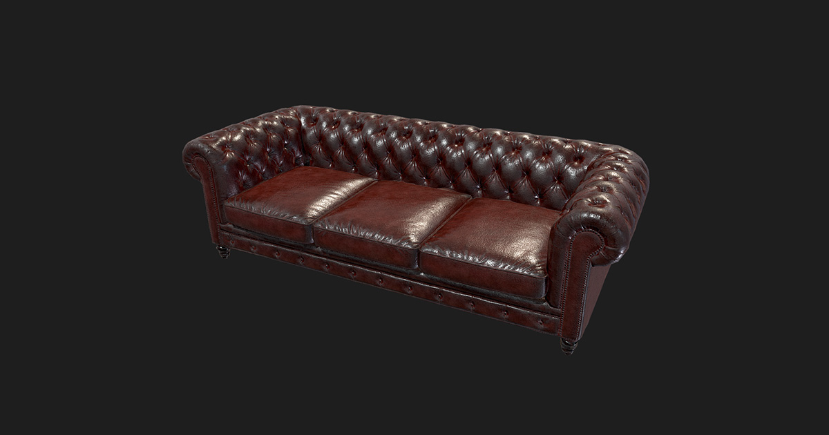 Unity Rendering Sofa Vintage Chesterfield Sofa Game-Ready | 3D Furniture | Unity Asset Store