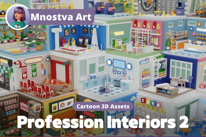 Cozy Cartoon Profession Rooms Interior 2