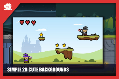 Simple Cute 2D Backgrounds Pack (5 Environments + PNG + SVG)