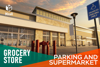 Grocery store - parking and supermarket
