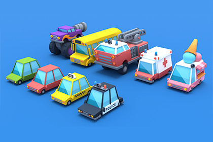 Low Poly Cars - Stylized Cartoon Vehicles