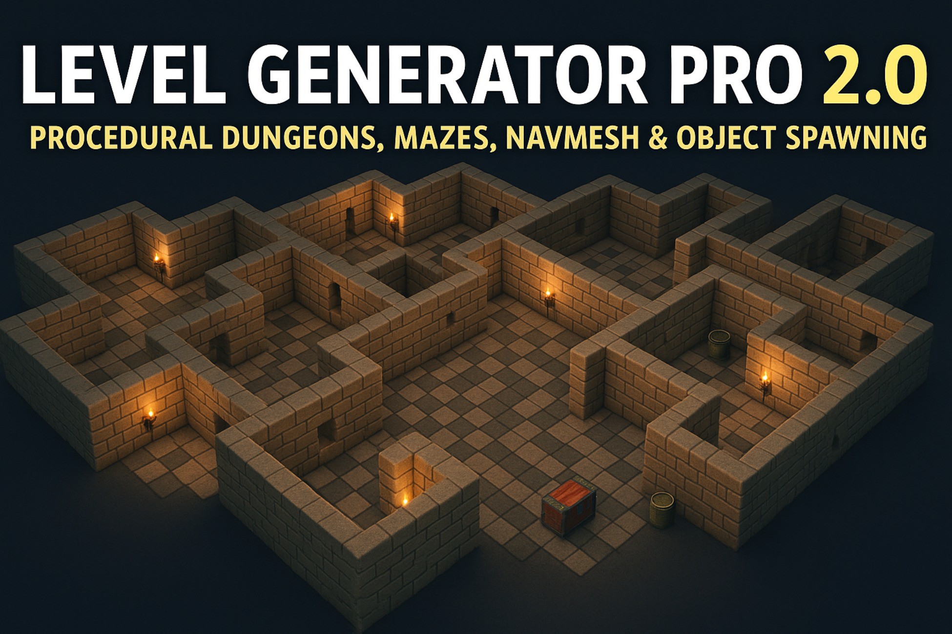 Level Generator Pro 2.0 - Procedural Dungeons, Mazes, NavMesh & Object ...