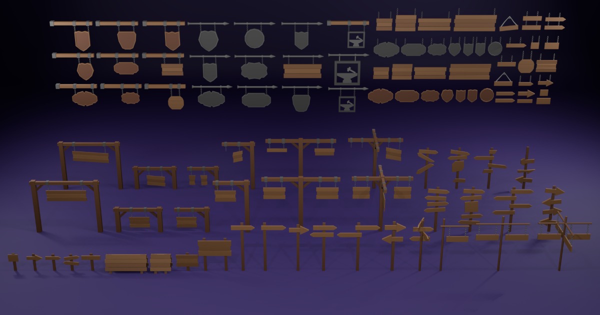 3D Game Kit-Sign Pack | 3D 외부소품 | Unity Asset Store