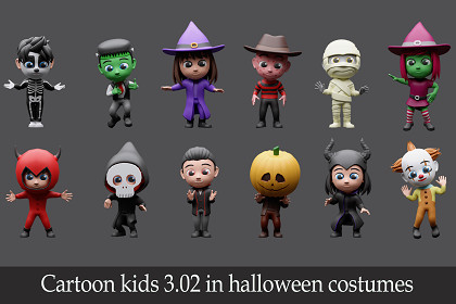 Cartoon kids 3 02 in halloween costumes