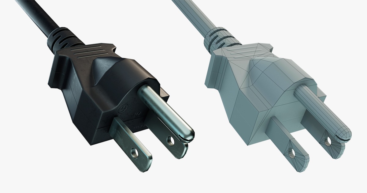 Electrical plug Type B | 3D Electronics | Unity Asset Store