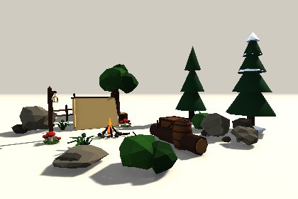 3D Environment Pack - 62 Low Poly Props, 8 Themes