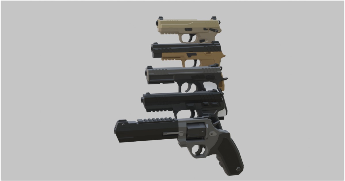 Weapons High Poly Low Poly Pistol Weapon Pack 2 | 3D Guns | Unity Asset Store