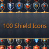 2D set of 100 shield icons