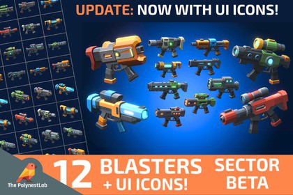 Sci-Fi Low Poly Energy Blasters - Sector Beta | Cosmic Retro