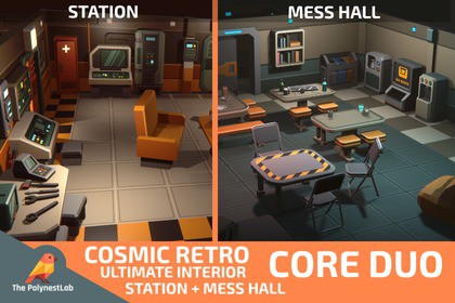 Sci-Fi Low Poly Interior Bundle: Core Duo | Cosmic Retro