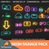 Low Poly Sci-Fi Neon Signs / Cosmic Retro