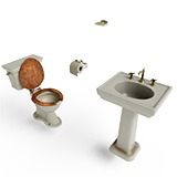 Realistic Grimy Bathroom Set toilet and sink