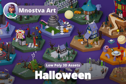 Low Poly Mystical Halloween Set