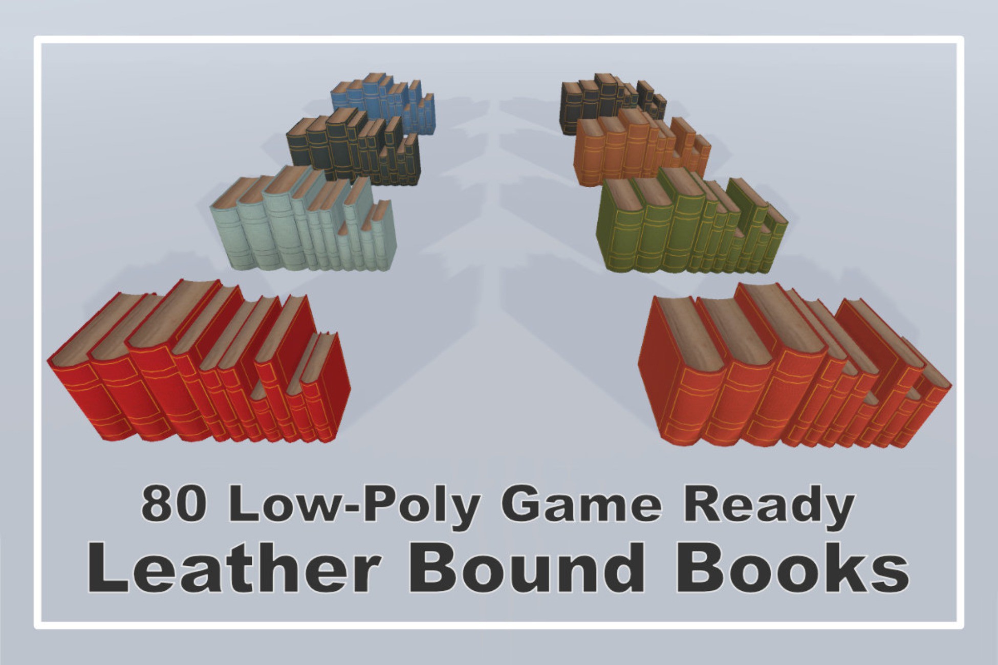 Low-Poly Leather Bound Books Asset Pack | 3D Interior | Unity Asset Store