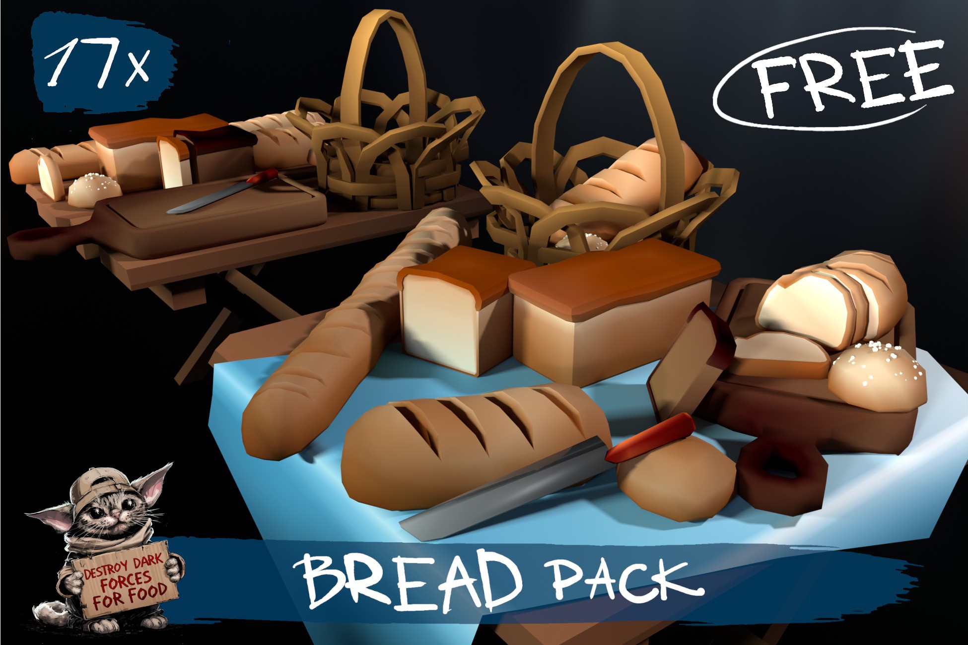 Stylized bread serving | 3D Food | Unity Asset Store