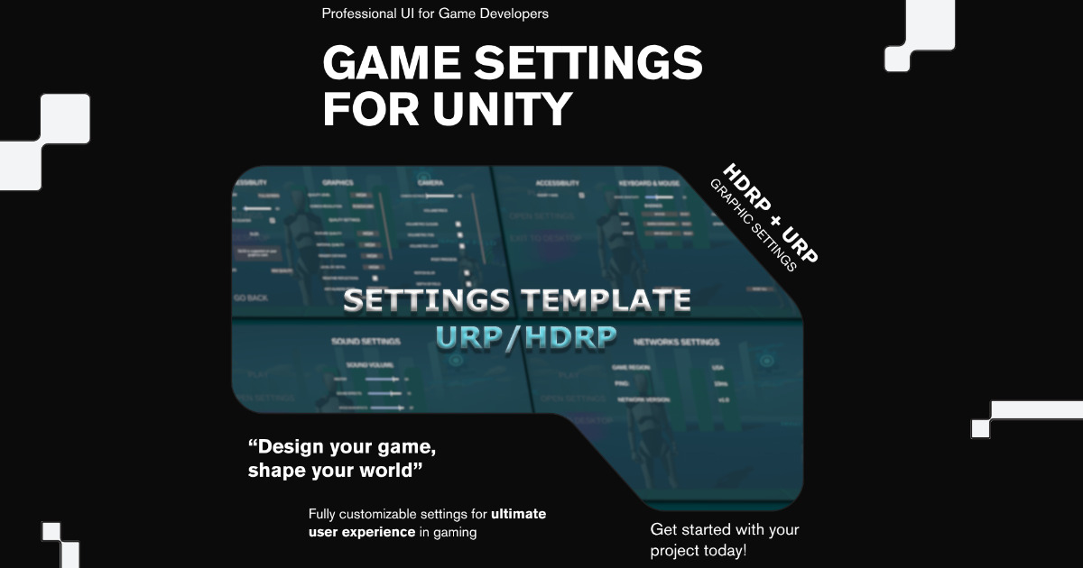 URP/HDRP Settings Menu Template/Manager/Creator (Graphics, Sound ...