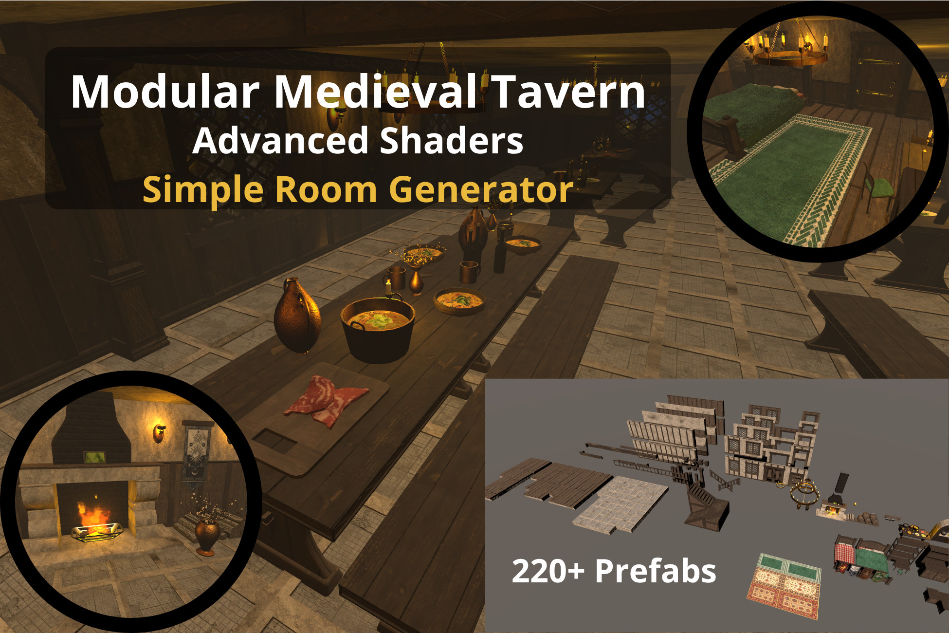 Room Generator - Modular Medieval Tavern (220 Prefabs)