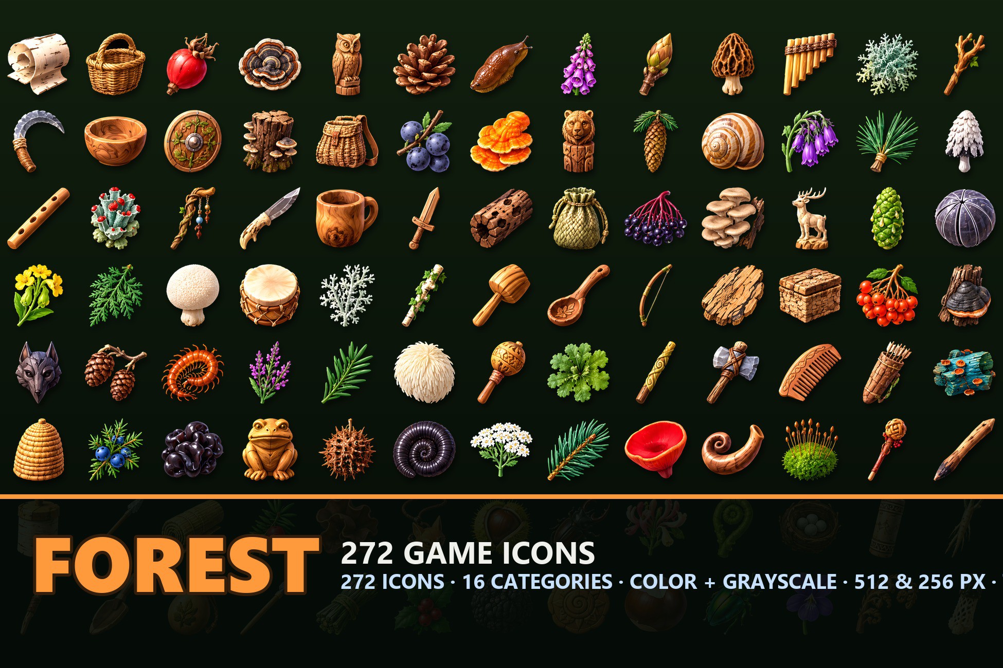 Forest & Druid Loot Icons - 272 RPG Items