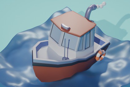 Low-Poly 3D Boat Model